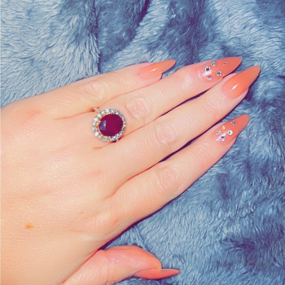 14kt Gold, 9.19 carat Oval Genuine Ruby and Diamond Ring